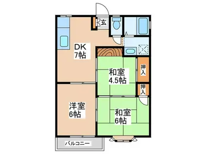 カンパーニュA(3DK/2階)の間取り写真