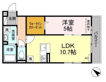 シティパーク南蔵王(1LDK/3階)の間取り写真