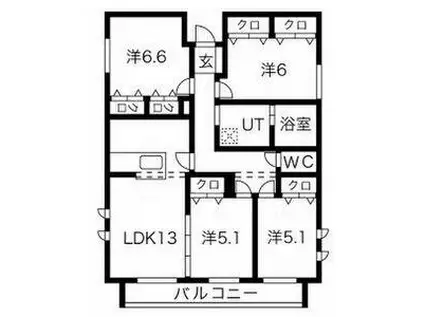 グレイスコートS(4LDK/1階)の間取り写真