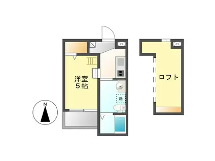 クレア天塚(1SK/2階)の間取り写真