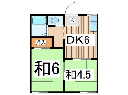 フラット5(2DK/1階)の間取り写真