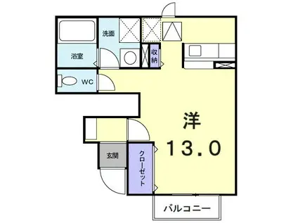アンクルールB(ワンルーム/1階)の間取り写真