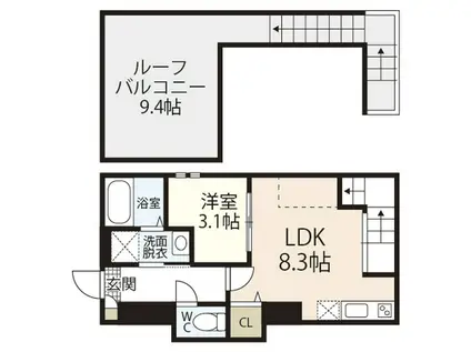 GRANDTIC LA GLYCINE(1LDK/2階)の間取り写真