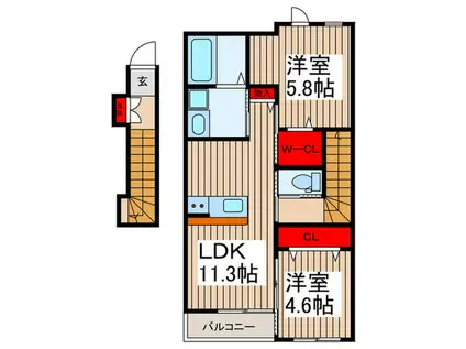SOLEIL(2LDK/2階)の間取り写真