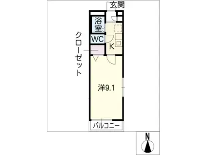 アンプルール リーブル AI(1K/1階)の間取り写真