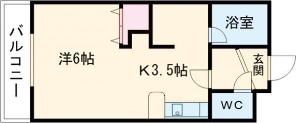 パークコート恵み野(1K/4階)の間取り写真