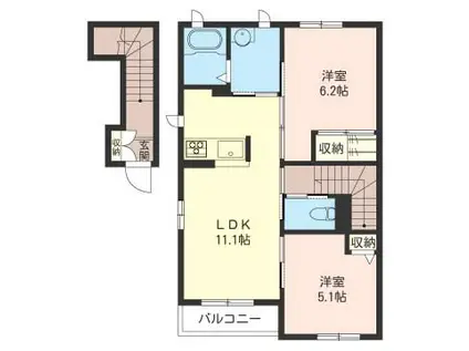 グランメール・II(2LDK/2階)の間取り写真