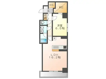 レジデンス京町通(1LDK/2階)の間取り写真