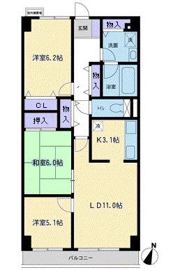 ベルグランデ(3LDK/7階)の間取り写真