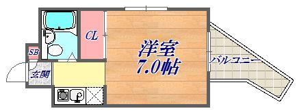 シンプルライフ荒田(1K/2階)の間取り写真