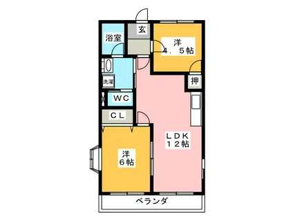 リンピア水主町(2LDK/1階)の間取り写真