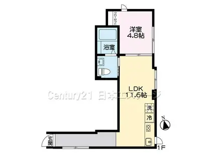 コルティーレ中延(1LDK/1階)の間取り写真
