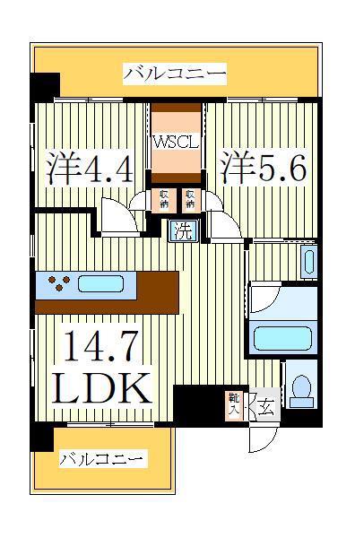 B CITY ART RESIDENCE CENTRALPARK(2LDK/4階)の間取り写真