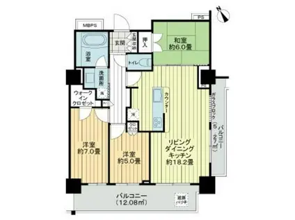 ライオンズタワー相模原ステーショングランデ(3LDK/24階)の間取り写真