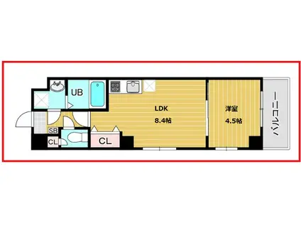 ソレイユ北砂(1LDK/4階)の間取り写真