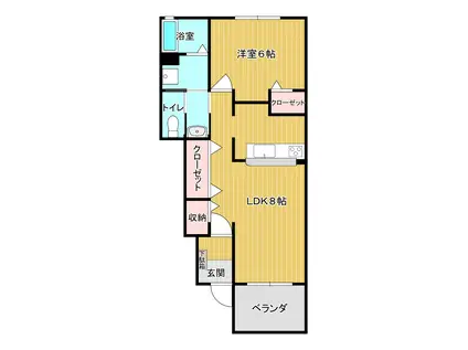 サン平塚C棟(1LDK/1階)の間取り写真
