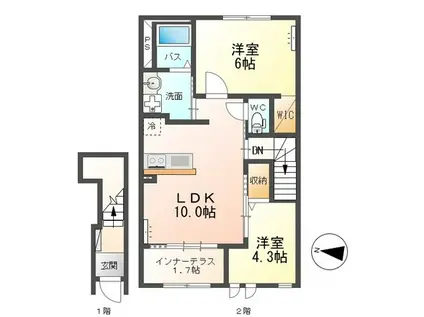 AMBITION III(2LDK/2階)の間取り写真