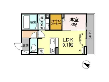 ヴィオレッタ(1LDK/2階)の間取り写真