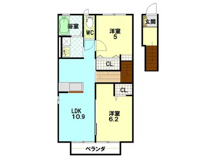 エリザベス(2LDK/2階)の間取り写真