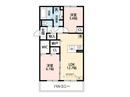 メゾン柚子(2LDK/2階)の間取り写真