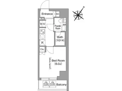 コンフォリア・リヴ横浜阪東橋(1K/8階)の間取り写真