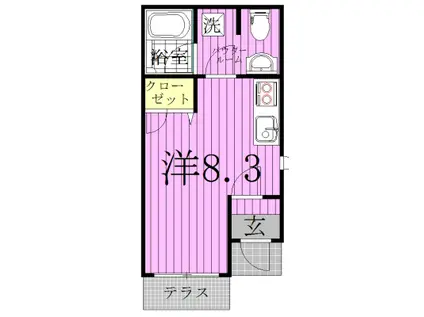 ララ・フォレスト(ワンルーム/1階)の間取り写真