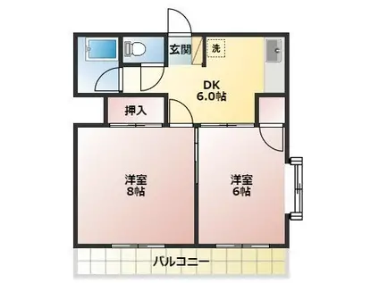 Y・Fハイツ(2DK/2階)の間取り写真