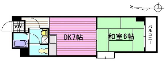 サンクレストビル(1DK/5階)の間取り写真