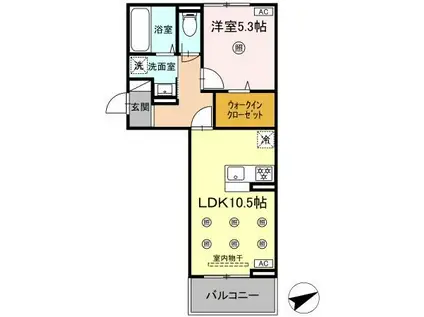 D-ROOM NISHIBARU(1LDK/3階)の間取り写真