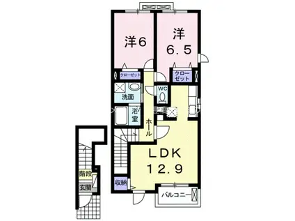 ラ・エストソレイユ(2LDK/2階)の間取り写真