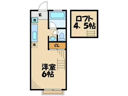 東中野ハイツ(1K/2階)の間取り写真