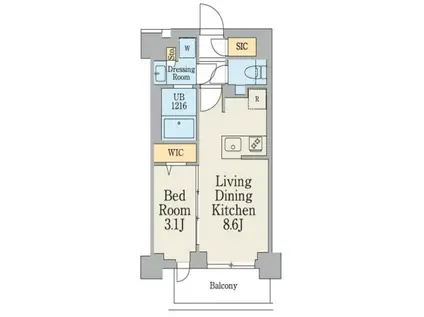 クレストコート大岡山(1LDK/3階)の間取り写真