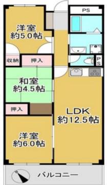 ユニハイム明石(3LDK/6階)の間取り写真