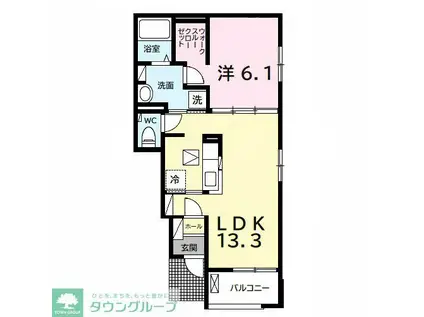 ルピナス イン ナガスカ(1LDK/1階)の間取り写真