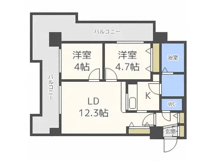 UURコート札幌北三条(2LDK/14階)の間取り写真