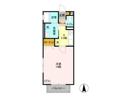 ジェントリー五代(1K/2階)の間取り写真