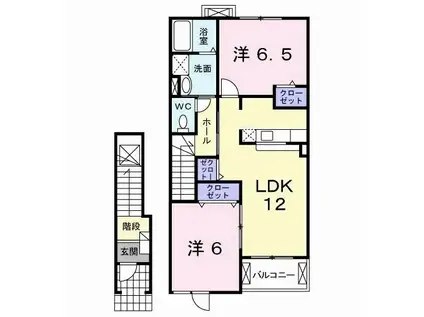 ドリームカーサ(2LDK/2階)の間取り写真