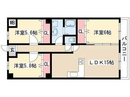 レオパレスベルエポック(1K/1階)の間取り写真