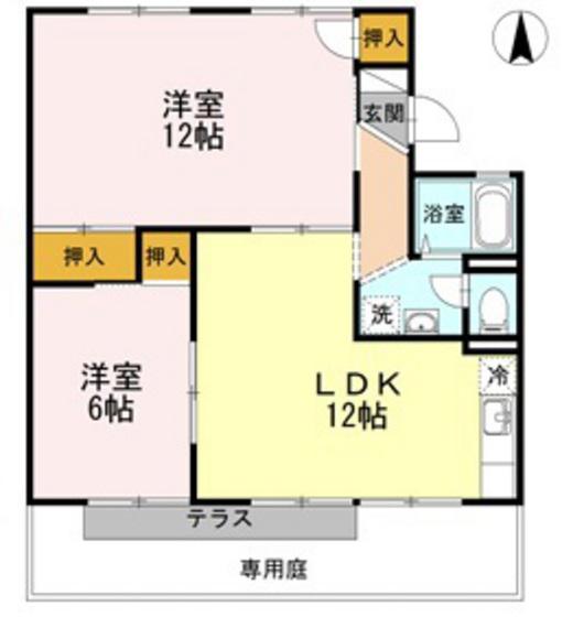 エトワール津島 A棟(2LDK/1階)の間取り写真