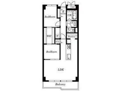 里水マンション A(2LDK/1階)の間取り写真