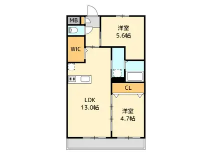 GROWTH NISHIKI(2LDK/2階)の間取り写真