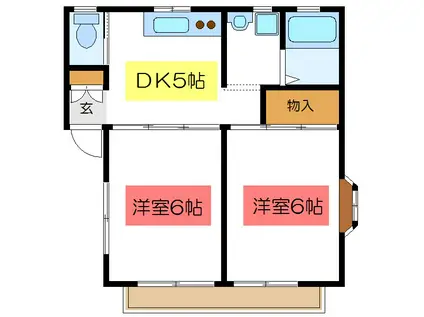 プリモフェリーチェ(2DK/2階)の間取り写真