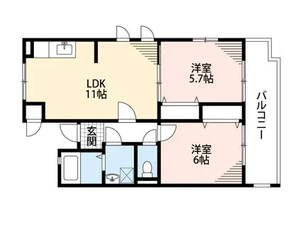 ソレアードパラシオン(2LDK/3階)の間取り写真
