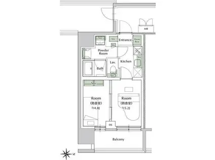 プレイ新丸子(2K/7階)の間取り写真