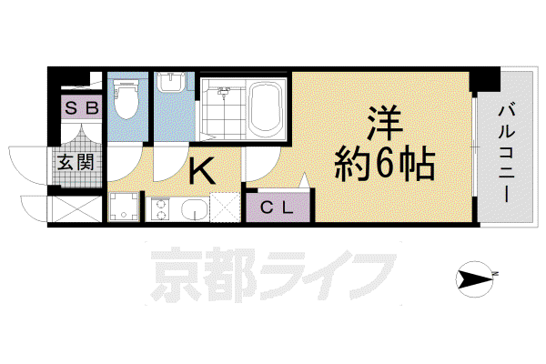 プレサンスTHE KYOTO 東福寺 イースト(1K/4階)の間取り写真