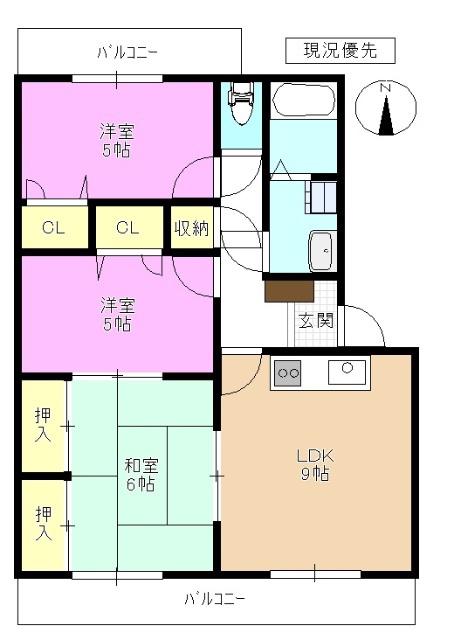 コンフォート北澤(3LDK/3階)の間取り写真