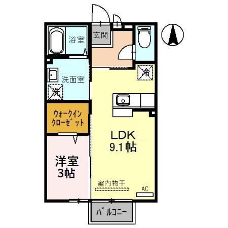 チェリーブライト(1LDK/1階)の間取り写真