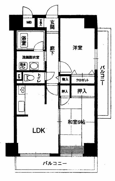 サン・コーポラス小阪(2LDK/3階)の間取り写真