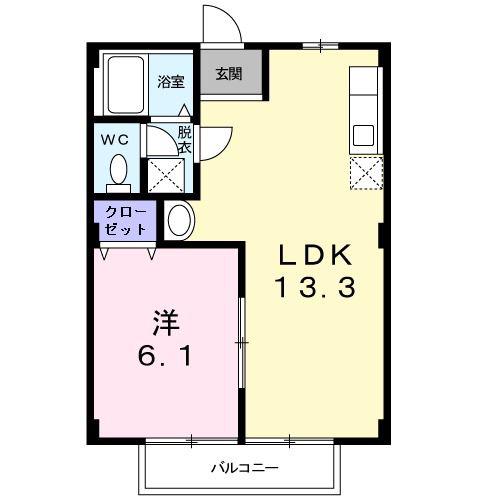 エバグリーンB(1LDK/2階)の間取り写真