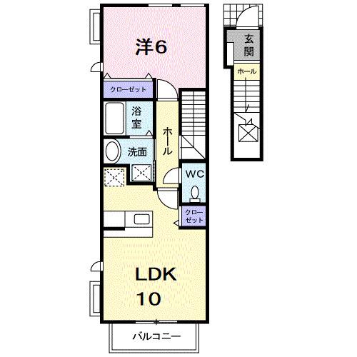 ピアッツァプレッソB(1LDK/2階)の間取り写真